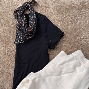 Black scalloped edge time and try t shirt size small